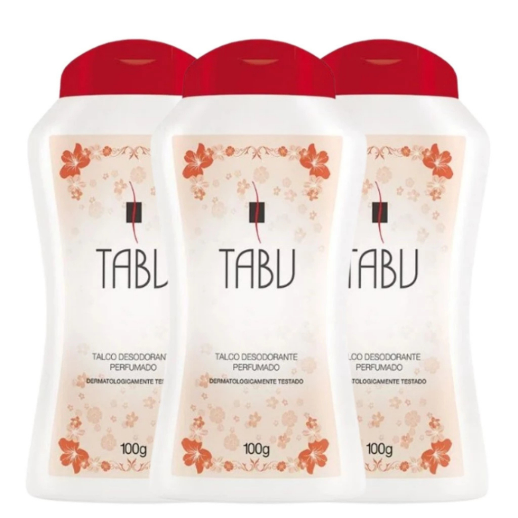 Kit 3 Talco Perfumado Tabu Tradicional 100G - Dana