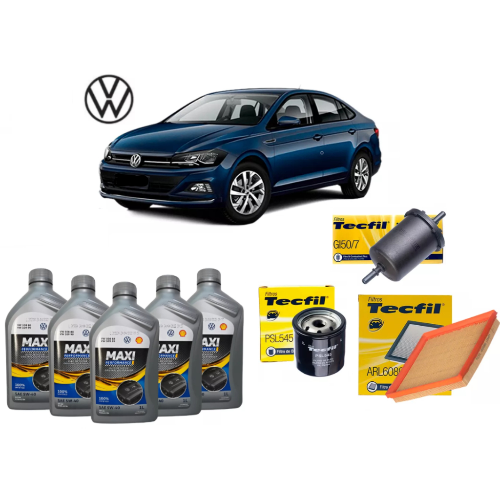 Kit Troca de Óleo 5w40 VW Original Sintético 5 Litros + Filtros Virtus Polo 1.6 MSI 2018 em Diante em Oferta na Shopee