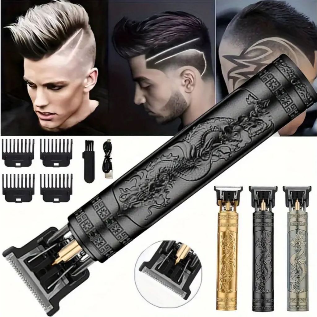 Máquina de cortar cabelo barbeiro dragão profissional elétrica bateria recarregável em Oferta na Shopee