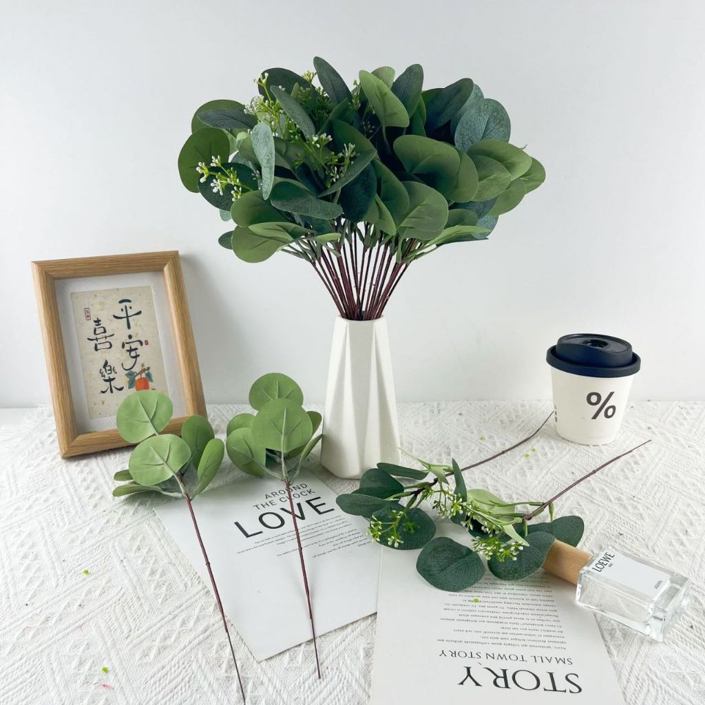 Planta artificial galho com 8 folhas - FL-737 em Oferta na Shopee