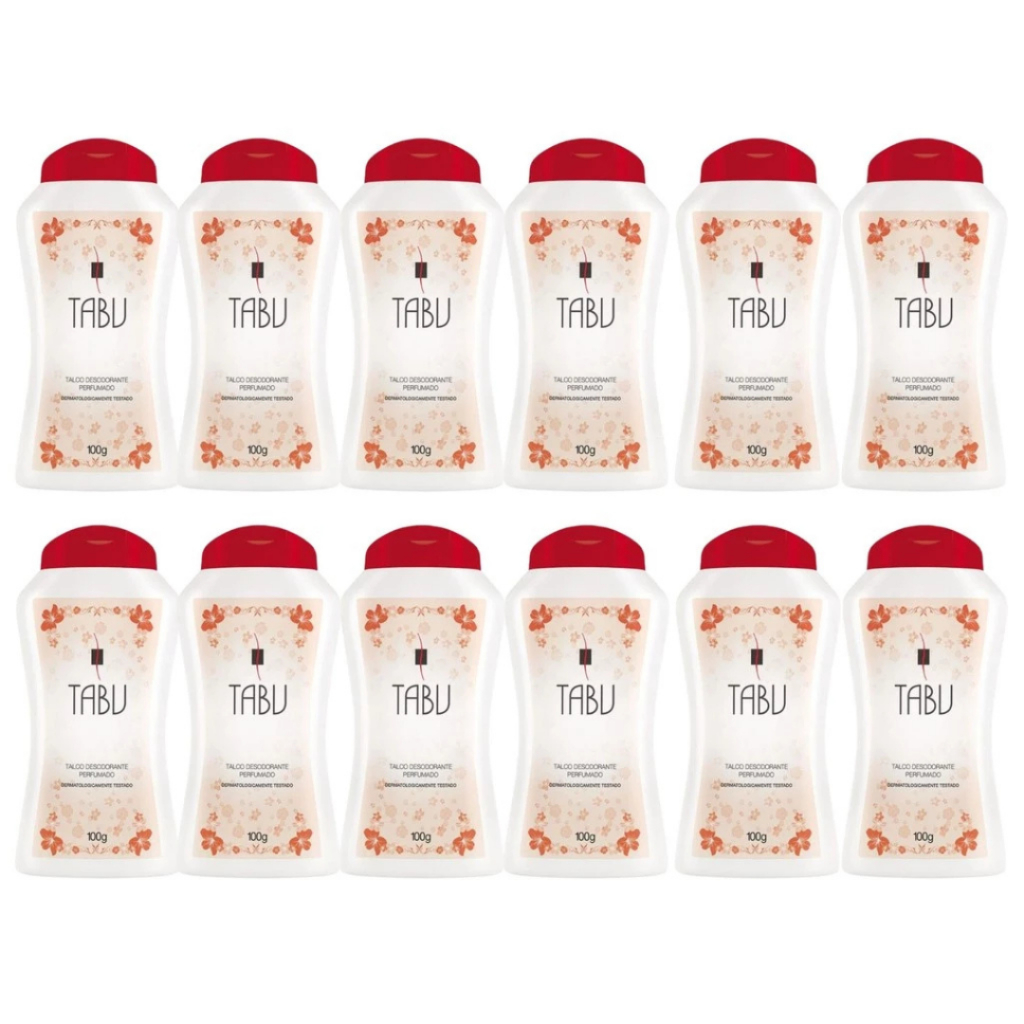 Kit 12 Talco Perfumado Tabu Tradicional 100G - Dana
