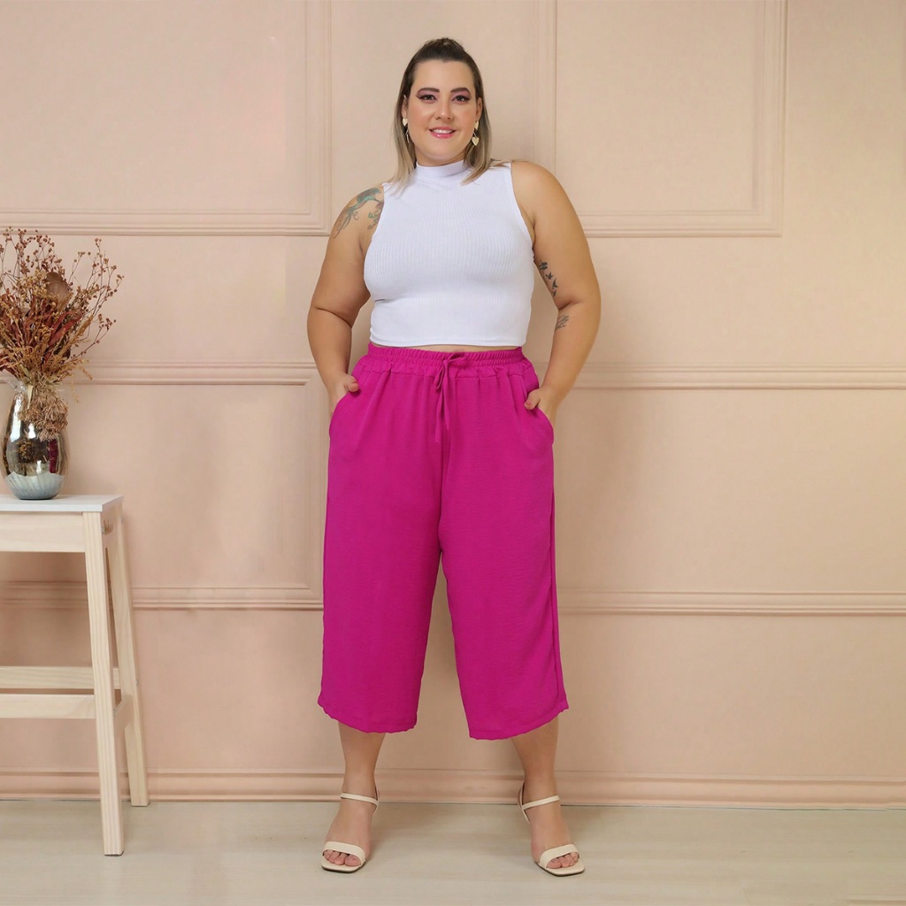 Calça Feminina Duna Pantacourt Tecido Duna Confortável Tamanho Plus Size G1 G2 G3 Modelo Verão