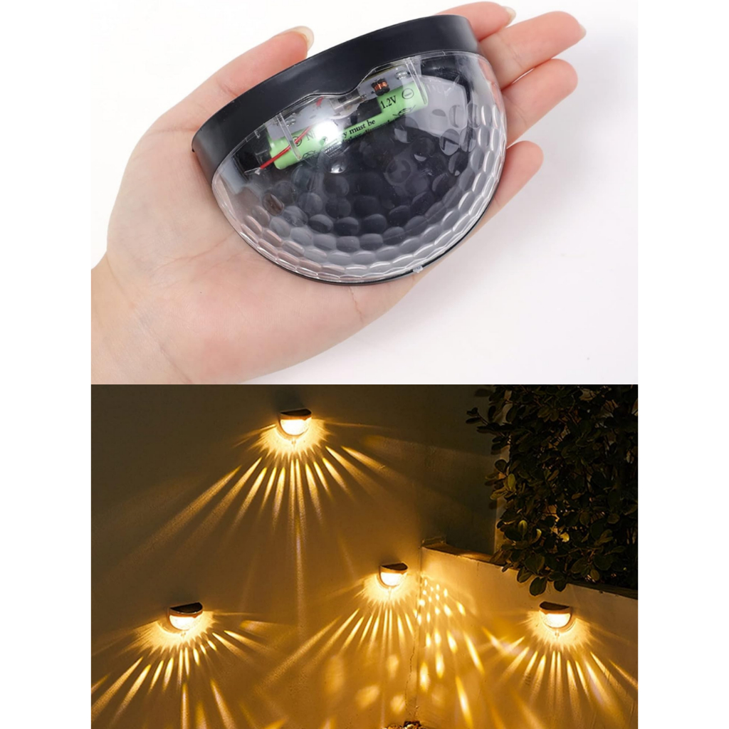 Kit 4 Arandela de Parede Energia Solar Branco Quente ou RGB Bateria Área Externa Fixa Bran...