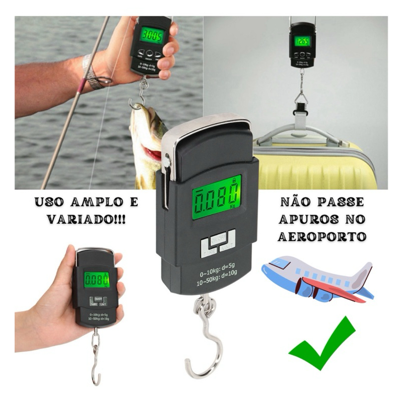 Balança Portátil Digital De Mão Mala Bagagem Pesca Até 50 Kg