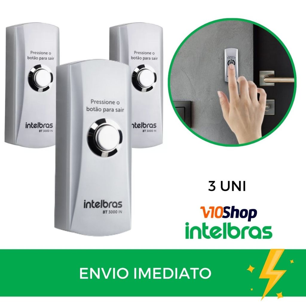 3 Botoeira Bt 3000 Inox Botão Acionador Saída Caixa Intelbra