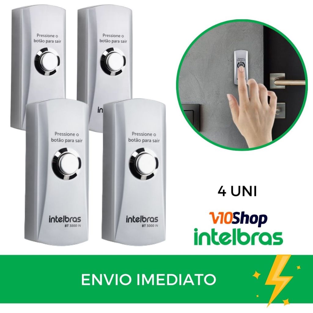 4 Botoeira Bt 3000 Inox Botão Acionador Saída Caixa Intelbra