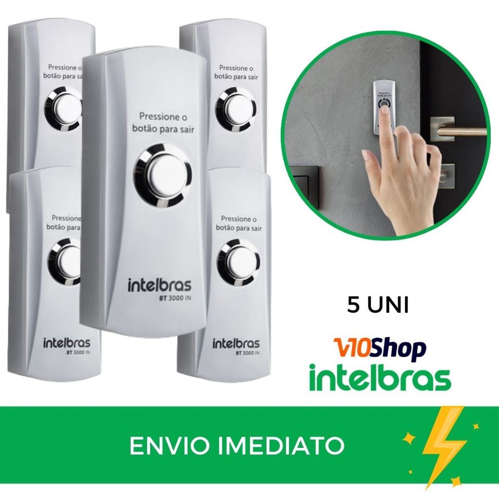 5 Botoeira Bt 3000 Inox Botão Acionador Saída Caixa Intelbra