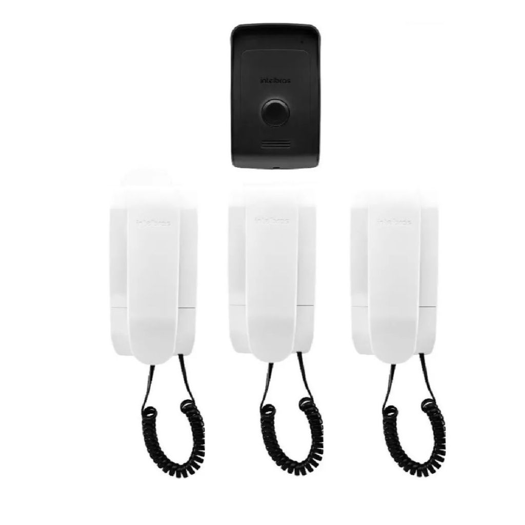 Kit Interfone Intelbras Ipr 1010 Campainha Porteiro e 3 Extensões Audio Bivolt