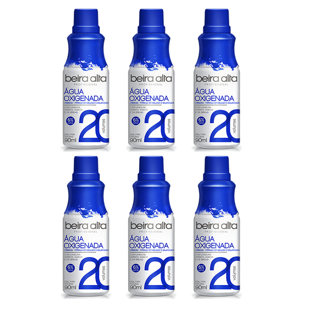 Kit 6x Unidades Água Oxigenada Cremosa Beira Alta 20 Volumes 90ml