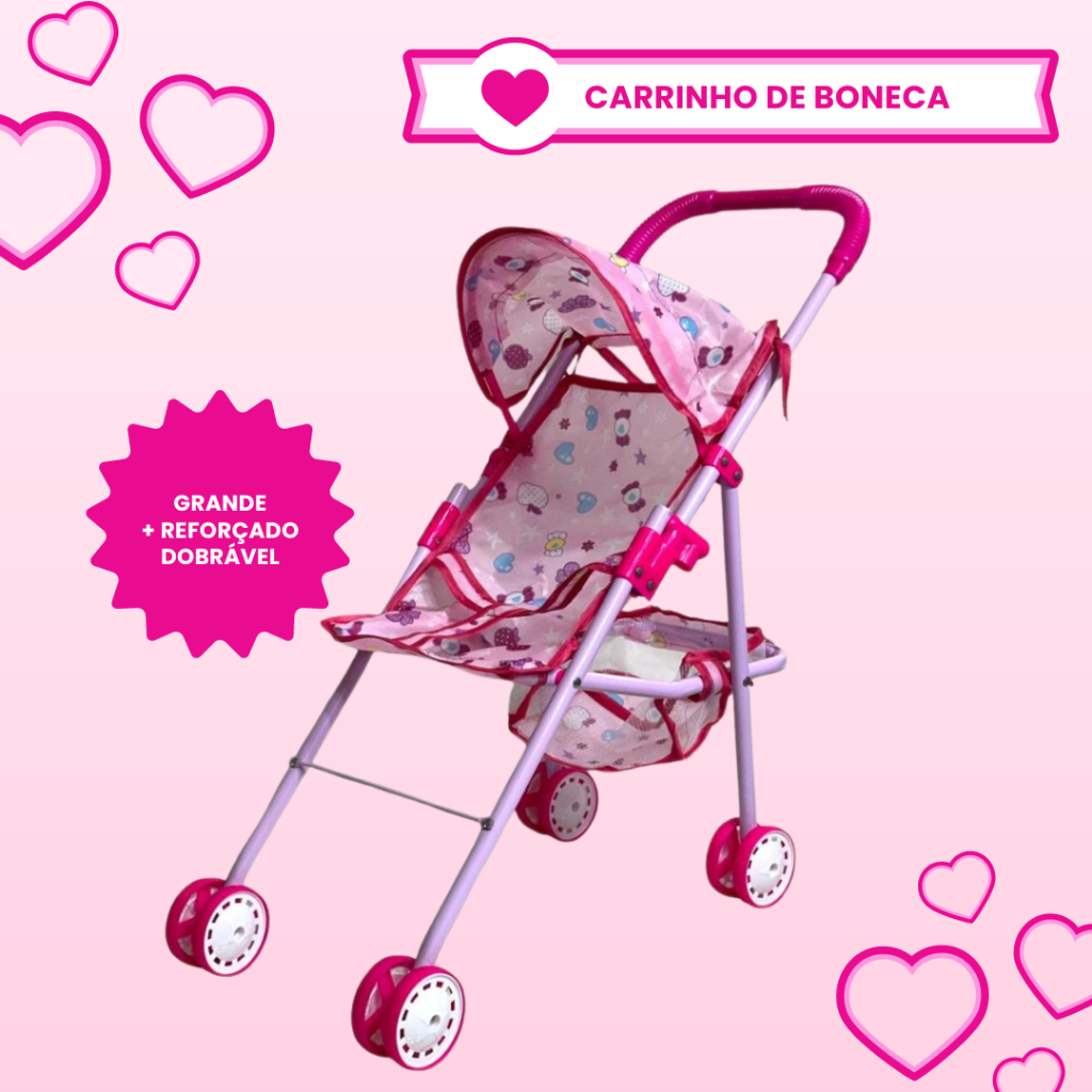 Carrinho de Boneca Dobrável C/ Capuz Carrinho de Bebe Brinquedo - Vencedor — R$ 91,41 em Shopee