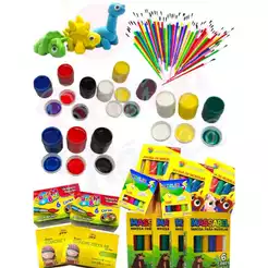 12 Cx Tinta Guache + 12 Massinha De Modelar + 12 Pincel Lembrancinha Para Aniversario Prenda Criança
