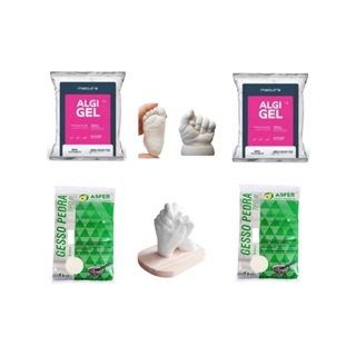02 Kit Para Moldar Pézinho/Mãozinha Alginato e Gesso Pedra Branco em Oferta na Shopee