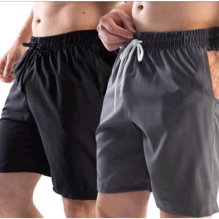 Kit com 2 short bermuda tactel com elastano com bolsos