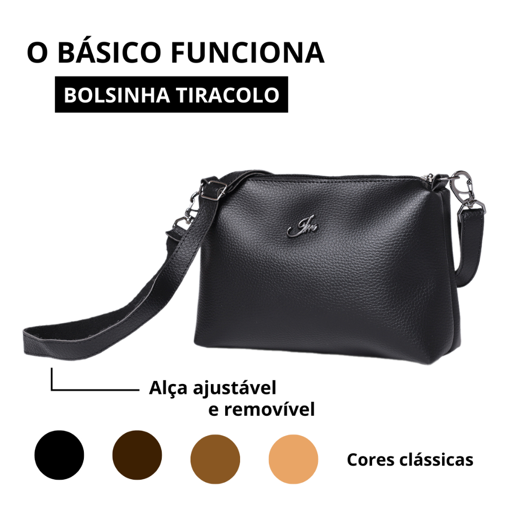 Bolsa Feminina Transversal Lateral Alça Com Regulagem Tira-colo Casual ou Necessaire Funcional em Oferta na Shopee