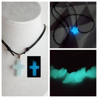 Moda Colar Pedra Hippie Estrela Lua Cruz Brilha No Escuro Neon Regulável