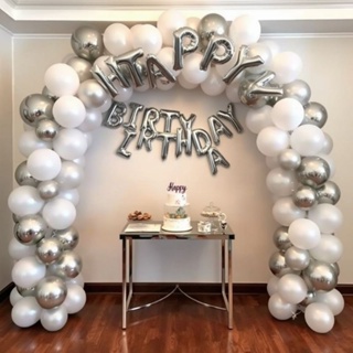 Kit 150 Balao(oes) Branco + Prata Metalizado - Bexiga Balão Aniversário Comemoração Artigo de Festa em Oferta na Shopee