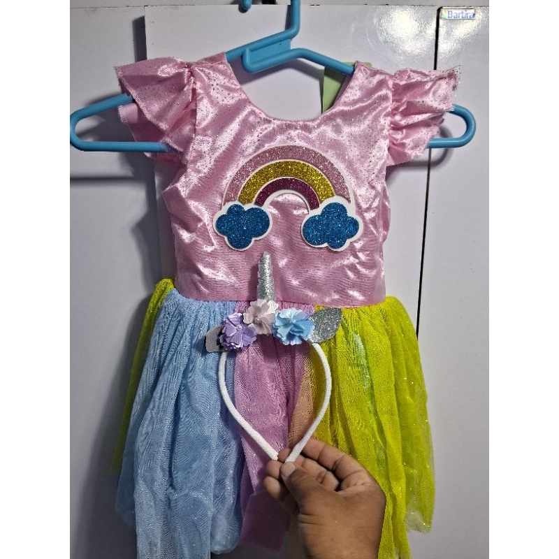 Vestido Fantasia Unicórnio Vestido Unicórnio Rosa Com Saia Brilhante , Para Crianças De 2 a 3 nos