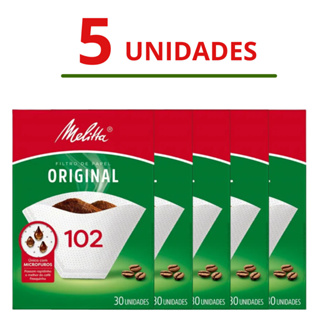 Kit Com 5 Filtro de Papel Café Melitta 102 Descartavél Coador C/ 30 unidades Microfuros em Oferta na Shopee