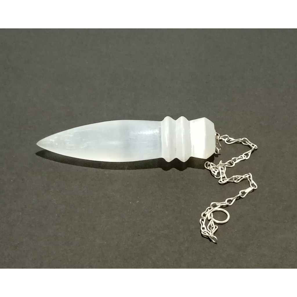 Pendulo Egípcio de Quartzo Selenita ( Pedra Natural)