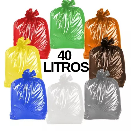 Sacos de lixo 40 Litros Coloridos Pacote com 50 / 100 unidades Colorido micra 0.06 em Oferta na Shopee