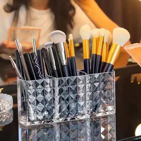 Porta Pincel Diamante Organizador Acrílico Maquiagem