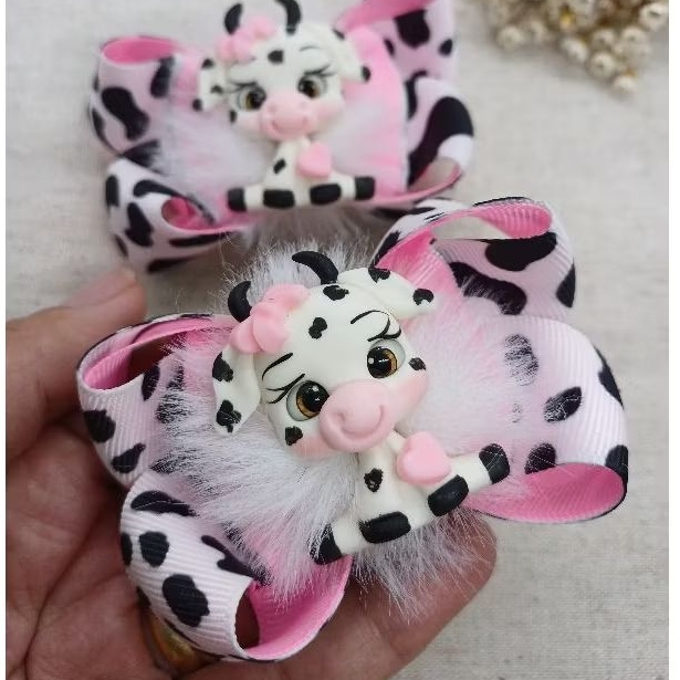 2Pçs ou unidade  Laço Fazendinha vaquinha parzinho vaca