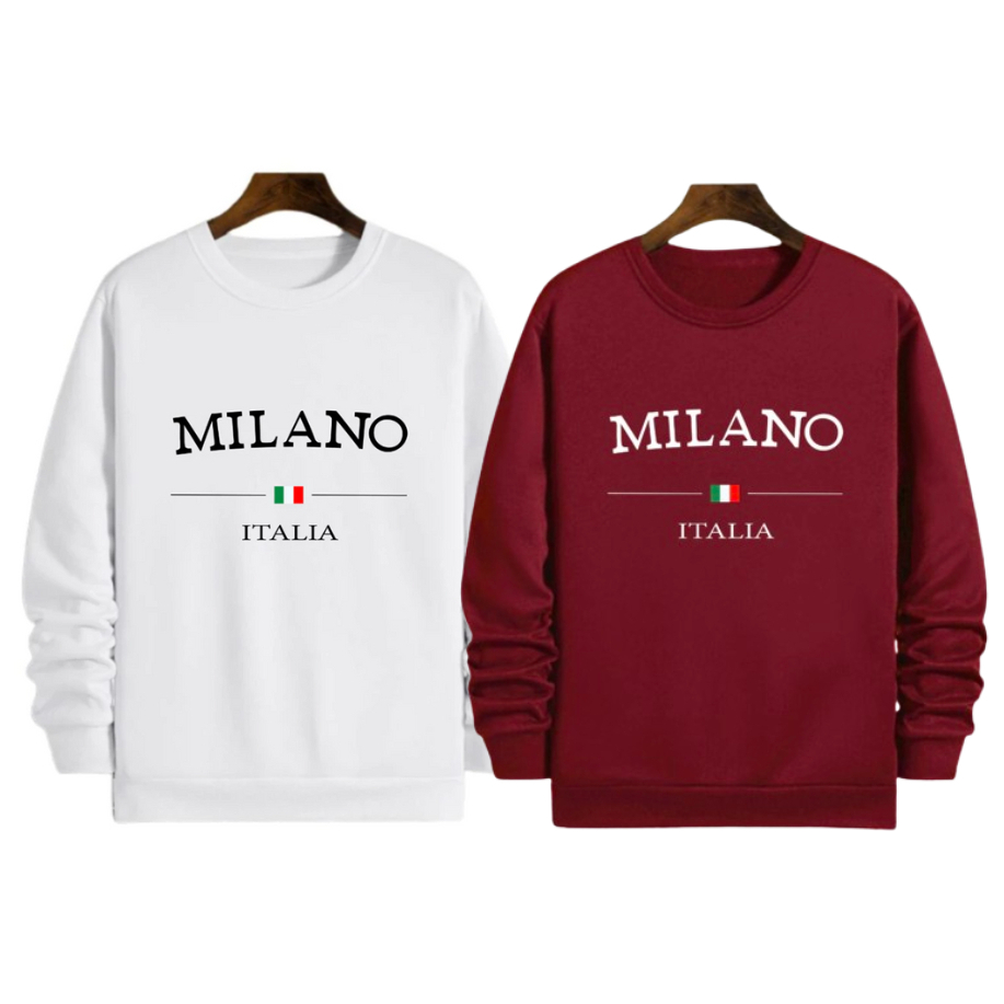 Kit 2 Moletom Careca Estampado Gola Redonda Liso Com Ribana Flanelado Casaco Alta Qualidade Preço Imperdível