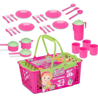 Cesta Leva Papinha Acessórios Panelinhas Brinquedo Kit  Infantil Menina 28 Peças em Oferta na Shopee