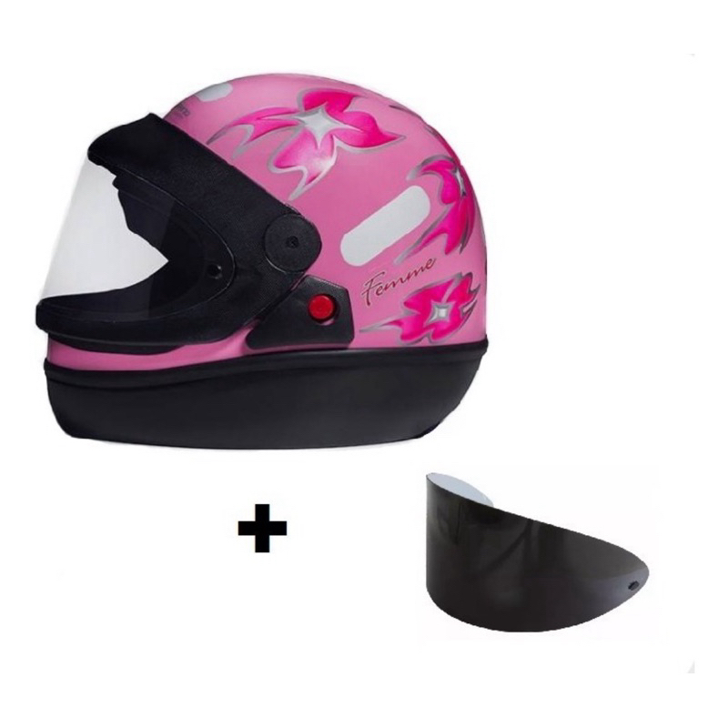 Capacete San Marino Rosa Femme Mais Viseira Fume Automático￼