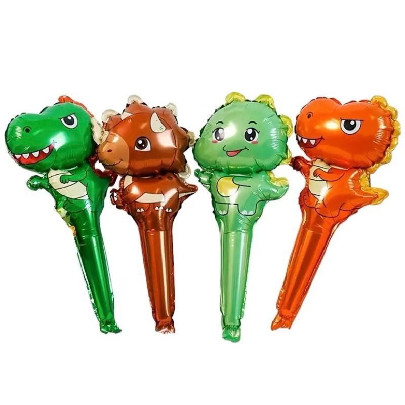 kit c/ 30 Balão Metalizado Bastão Dinossauro T-rex 59cm Festa Enfeite Decoração
