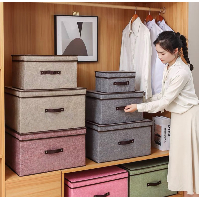 Caixa Organizadora Com Tampa 40x30x25CM Multiuso Guarda-Roupas Closet Organizador Brinquedos Objetos Livros 50L em Oferta na Shopee