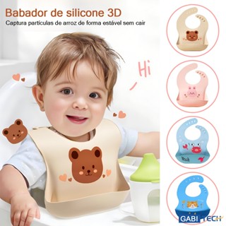 Babador Bandana Impermeável De Silicone Para Alimentação Bebê Com Pega Migalhas Ajustável ...