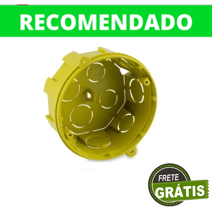kit com 5 Caixinhas de luz pvc Para Laje OCTOGONAL 4x4 embutir AMARELO em Oferta na Shopee
