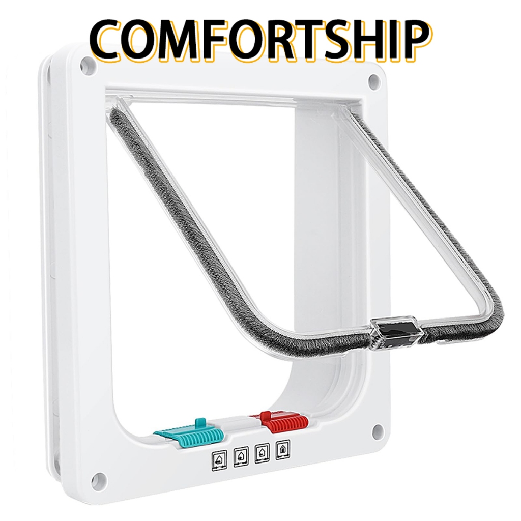 COMFORTSHIP>>Porta grande do gato, porta da aleta do gato de bloqueio de 4 vias para portas exteriores interiores, por