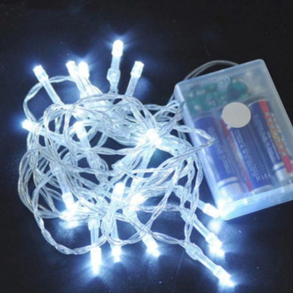 Pisca Pisca LED a Pilha Colorido ou Branco 50 LEDs 5 Metros ou 100 LEDs 10 Metros
