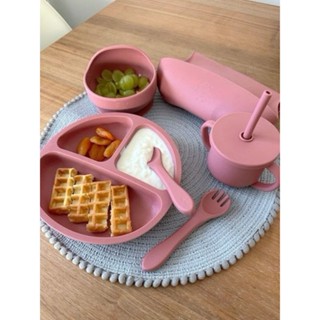 Kit 6 pecas Talheres Criança Conjunto Prato Jantar De Silicone Para Bebês Com Tigela vento...