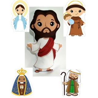 almofada santinhos Jesus, Maria, Moises, Nossa Senhora aparecida