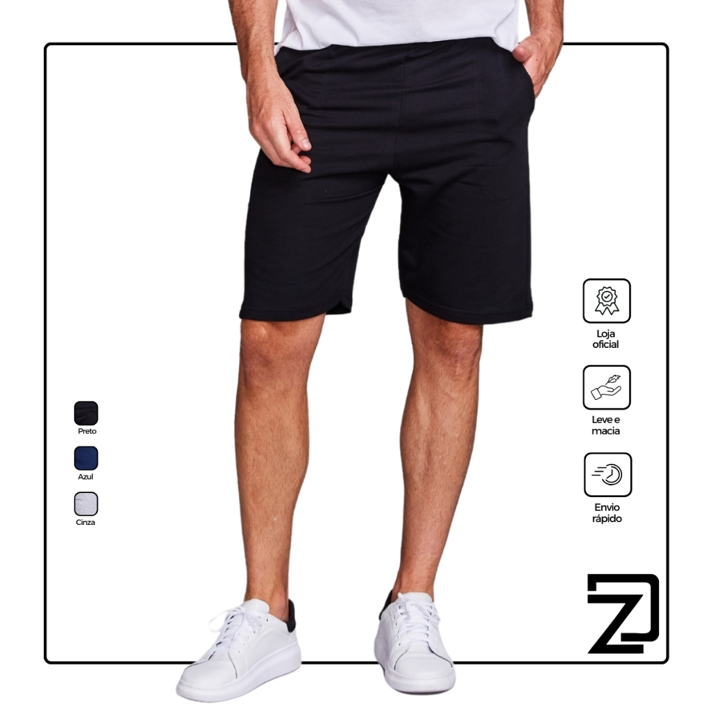Short Masculino Moletinho Basico em Oferta na Shopee