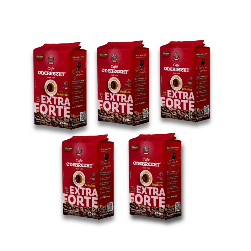 Kit 5 Pacotes de Café Odebrecht Torrado e Moido Extraforte Predominantemente Arábica 500g - 5 x 500g em Oferta na Shopee
