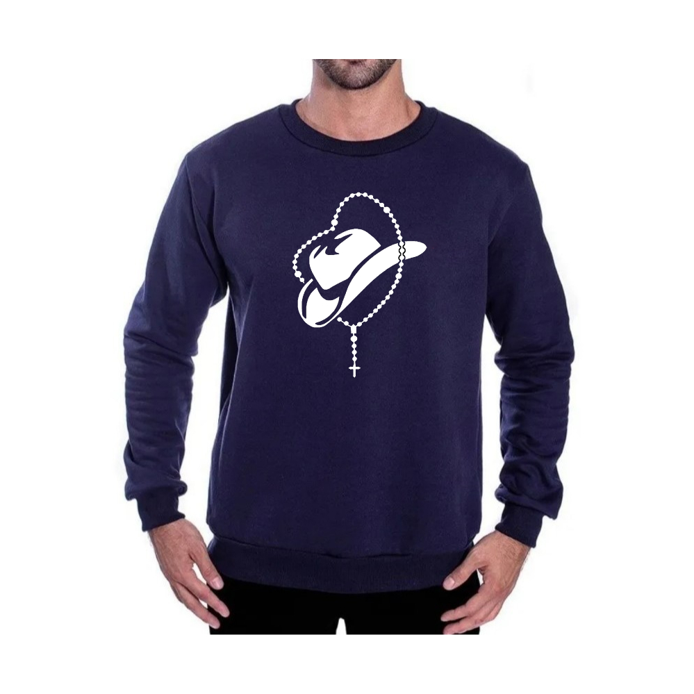 Suéter Unissex Lançamento Fé e Chapéu Tecido e Alta Qualidade Flanelado