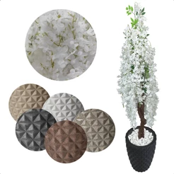 Cerejeira Artificial Branca Salgueiro Pendente 150cm Vaso Pedras