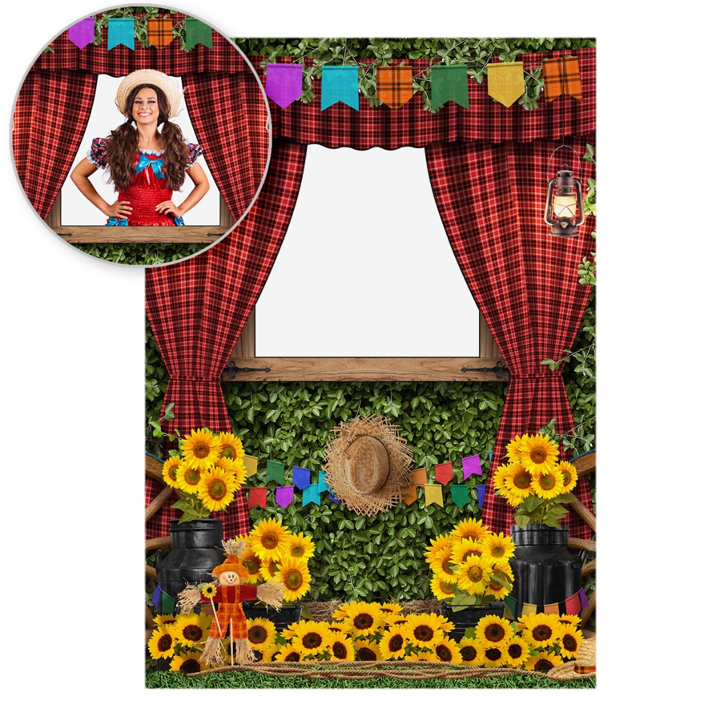 Painel Retangular Lateral  Festa Junina Arraiá Interativo Vazado Sublimado Tecido 1,50x2,20 em Oferta na Shopee