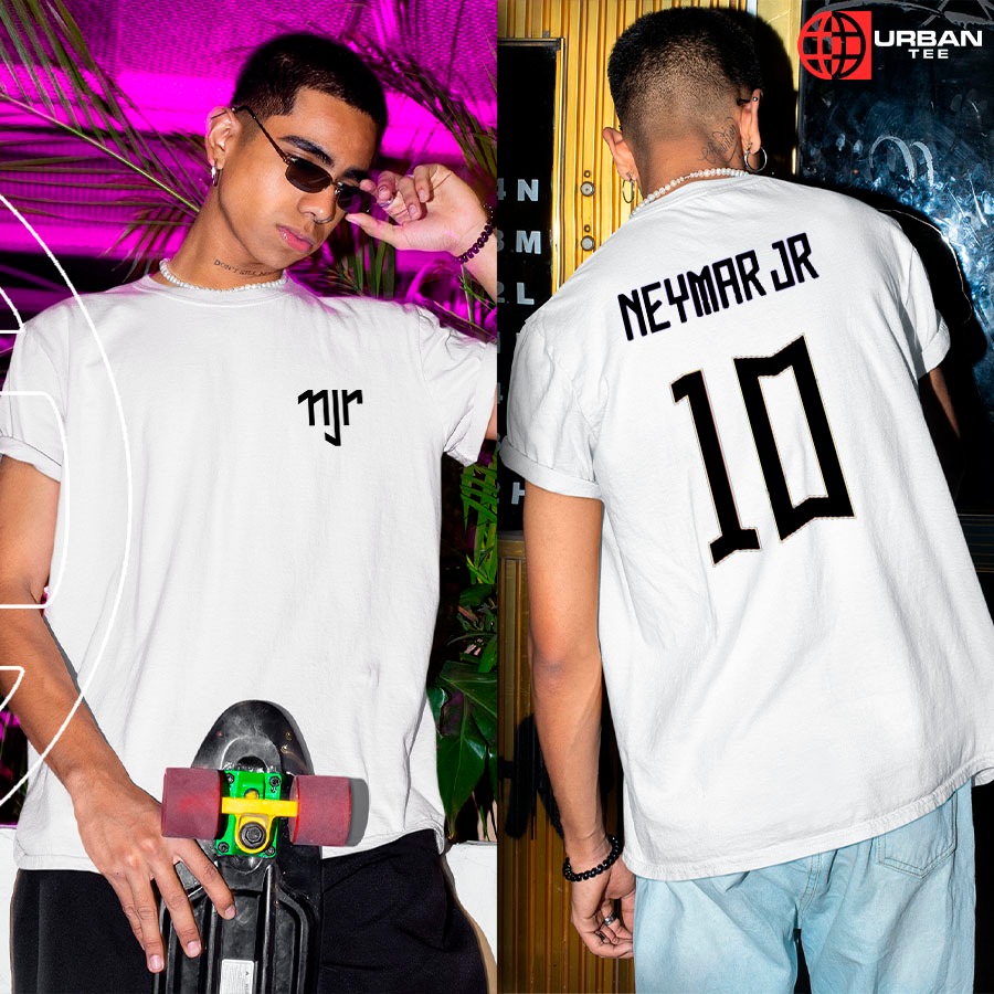 Camiseta Básica Camiseta Personalizada Neymar Junior Camisa 10 Unissex em Oferta na Shopee