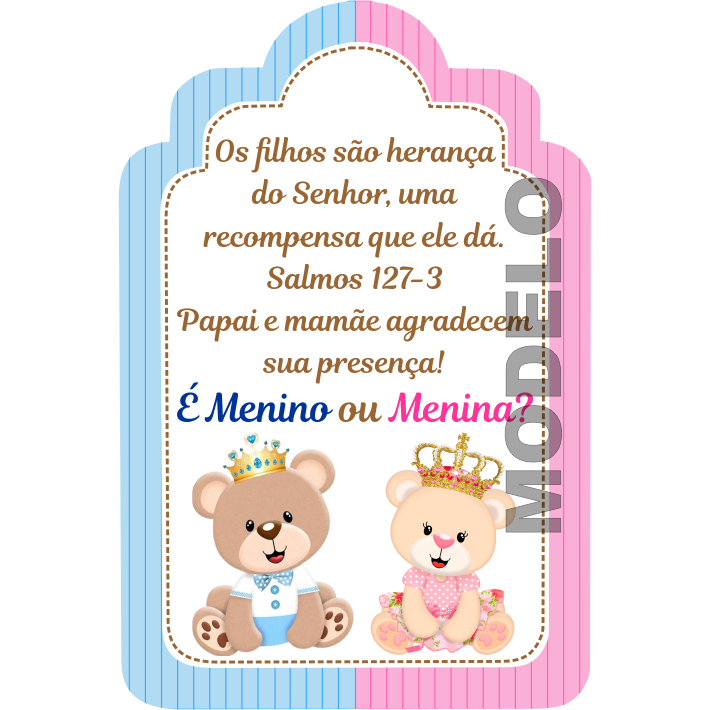 18 Tags de Agradecimento Chá Revelação Ursinhos - Etiqueta - Rótulo Personalizado