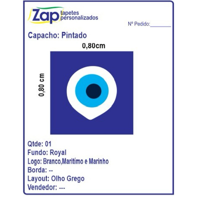 Tapete Capacho Personalizado Olho Grego 80X80 cm