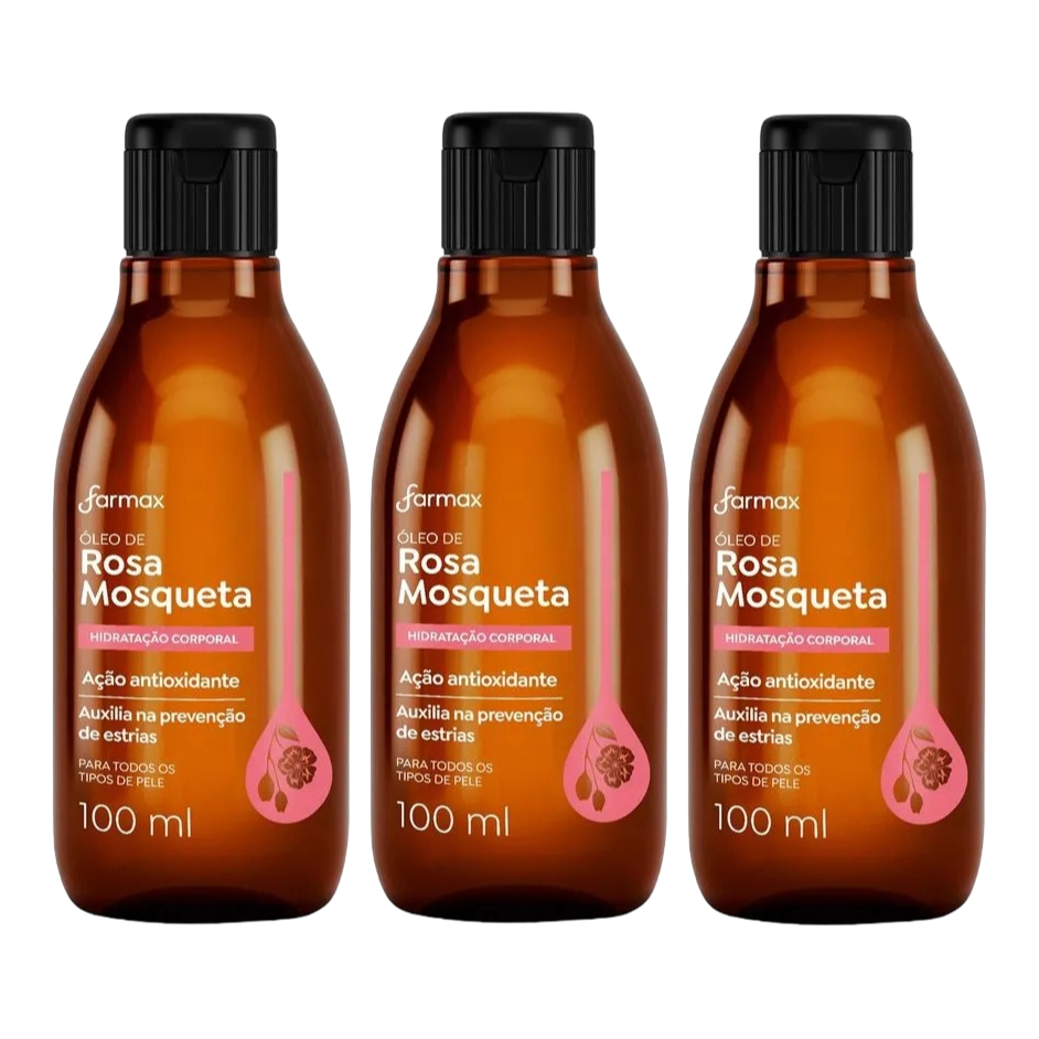 Oleo Corporal Rosa Mosqueta 100ml Farmax KIT C/3