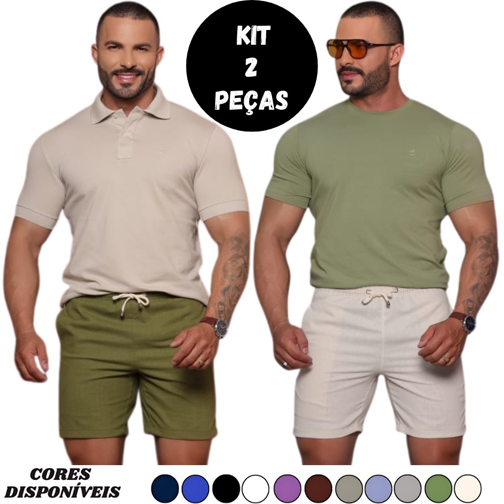 Kit 2 Shorts De Linho Mauricinho Premium Bermudas Masculina Com Bolso em Oferta na Shopee