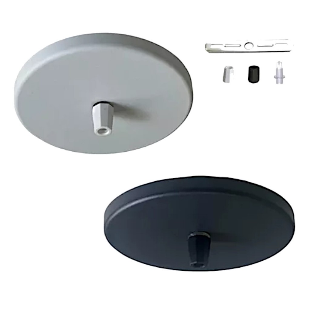 Kit 03 Canopla Acabamento Teto Tampa Cega P/ Pendente Luminária Lustre Preto Branco