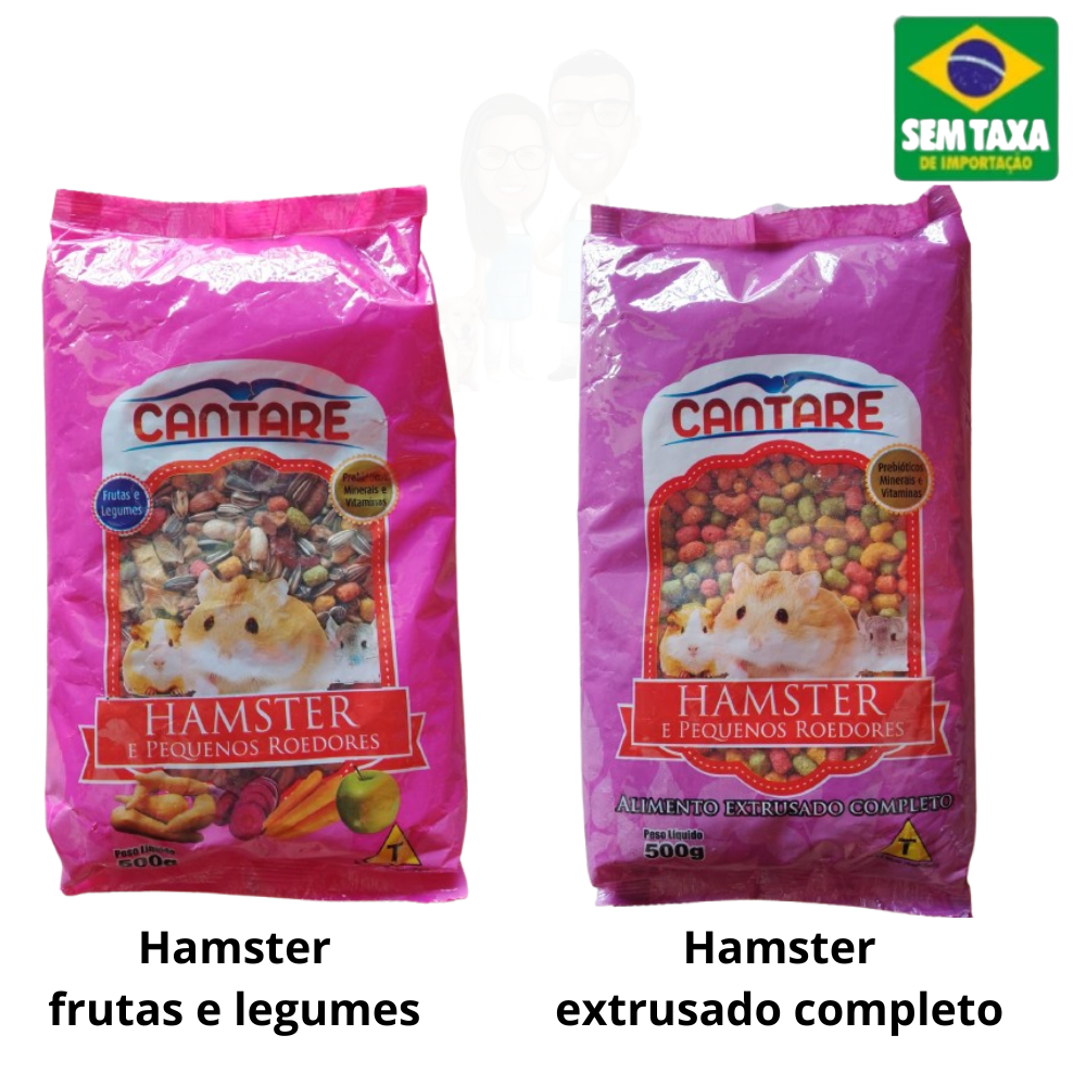Kit 2 Rações Hamster e Pequenos Roedores 500g Cantare em Oferta na Shopee