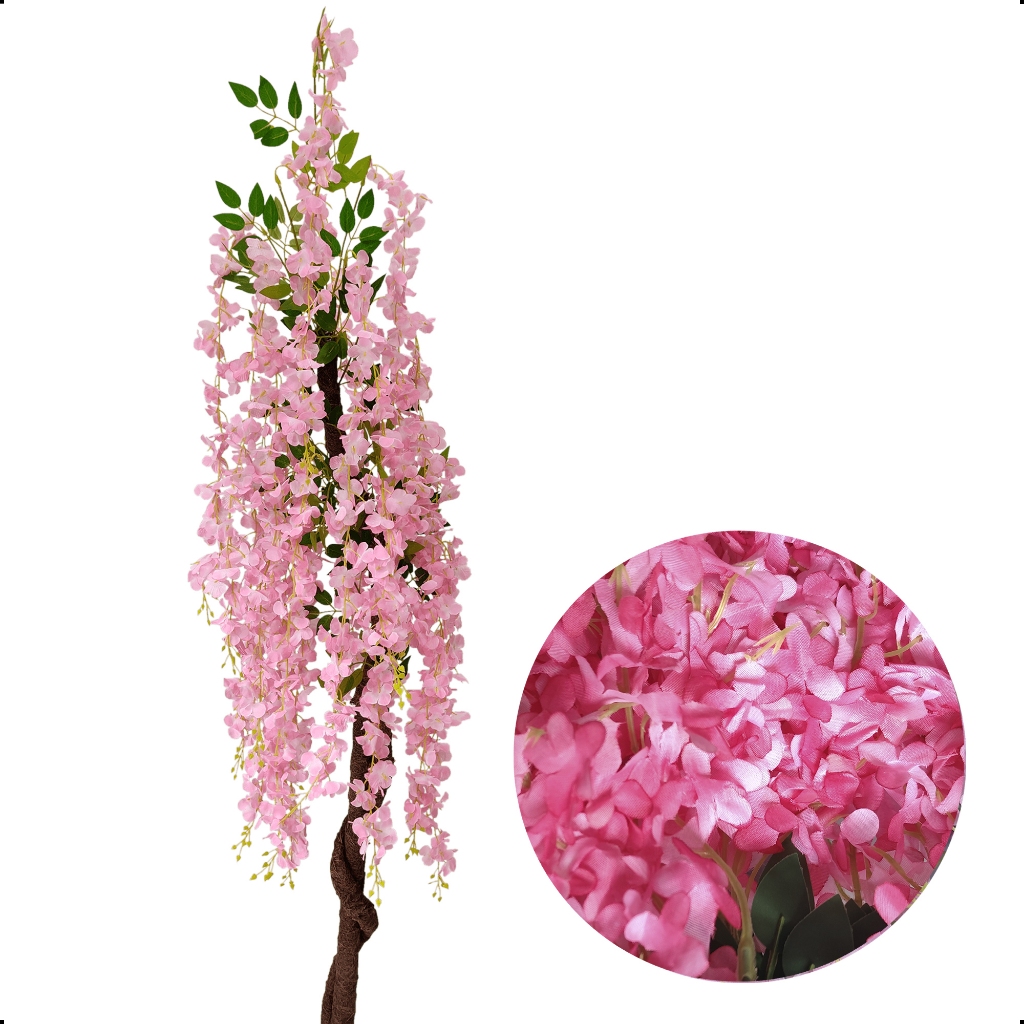 Cerejeira Pendente Salgueiro Artificial 150cm Branca Rosa Sem Vaso